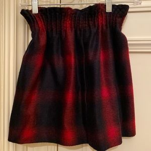 Maje Womens Mini Skirt Red Plaid sz1 Waist Wool